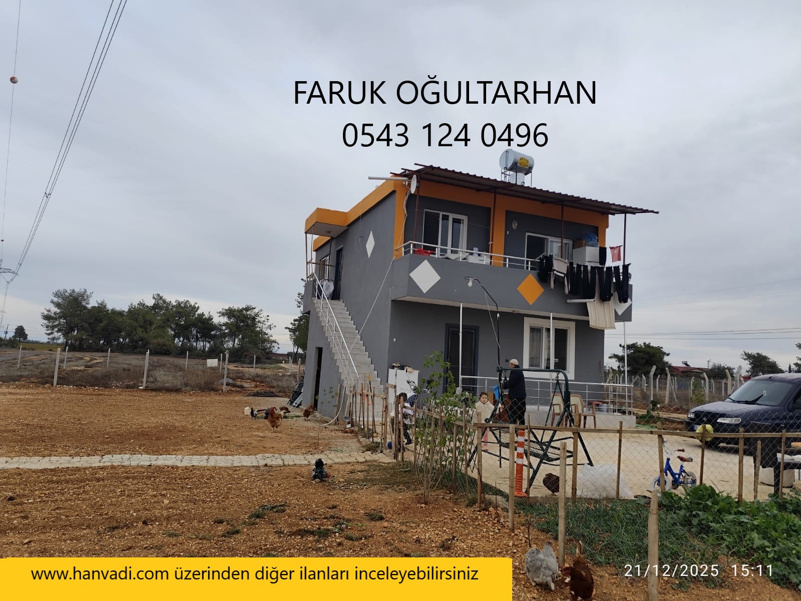 Adana Sarıçam Mustafalar Mahallesinde 1000m2 İçerisinde 2 Katlı Ev (SATILDI)